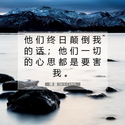 Picture 07 - 诗 篇 56:5 CUVS - 他 们 终 日 颠 倒 我 的 话 ； 他 们 - Bible Verse Picture