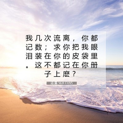 Picture 07 - 诗 篇 56:8 CUVS - 我 几 次 流 离 ， 你 都 记 数 ； 求 - Bible Verse Picture