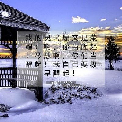 Picture 07 - 诗 篇 57:8 CUVS - 我 的 灵 （ 原 文 是 荣 耀 ） 啊 ， - Bible Verse Picture