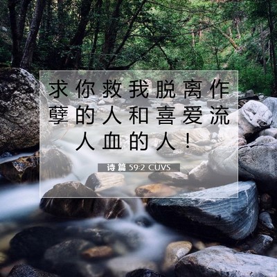 Picture 07 - 诗 篇 59:2 CUVS - 求 你 救 我 脱 离 作 孽 的 人 和 喜 - Bible Verse Picture