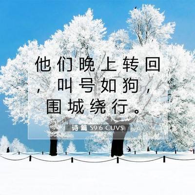Picture 07 - 诗 篇 59:6 CUVS - 他 们 晚 上 转 回 ， 叫 号 如 狗 ， - Bible Verse Picture
