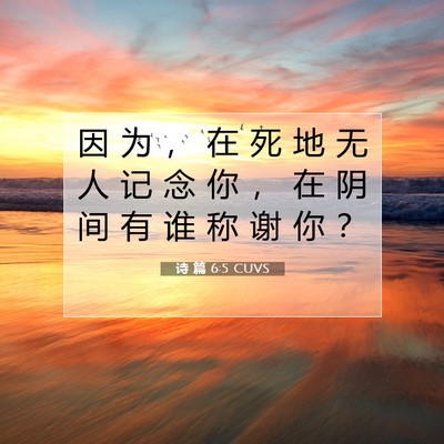 Picture 07 - 诗 篇 6:5 CUVS - 因 为 ， 在 死 地 无 人 记 念 你 ， - Bible Verse Picture