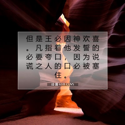 Picture 07 - 诗 篇 63:11 CUVS - 但 是 王 必 因 神 欢 喜 。 凡 指 着 - Bible Verse Picture