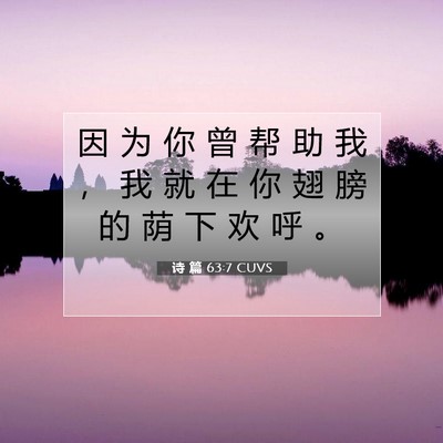 Picture 07 - 诗 篇 63:7 CUVS - 因 为 你 曾 帮 助 我 ， 我 就 在 你 - Bible Verse Picture
