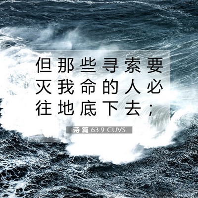Picture 07 - 诗 篇 63:9 CUVS - 但 那 些 寻 索 要 灭 我 命 的 人 必 - Bible Verse Picture