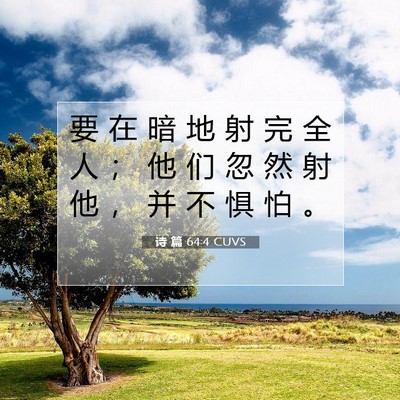 Picture 07 - 诗 篇 64:4 CUVS - 要 在 暗 地 射 完 全 人 ； 他 们 忽 - Bible Verse Picture