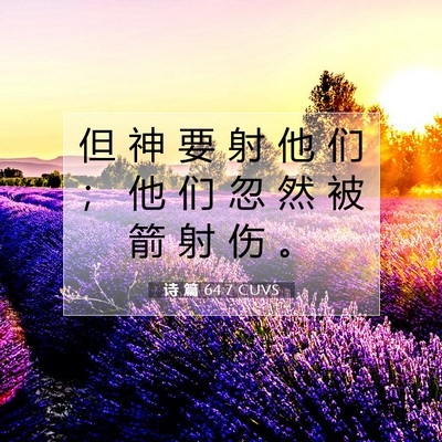 Picture 07 - 诗 篇 64:7 CUVS - 但 神 要 射 他 们 ； 他 们 忽 然 被 - Bible Verse Picture