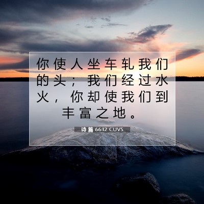 Picture 07 - 诗 篇 66:12 CUVS - 你 使 人 坐 车 轧 我 们 的 头 ； 我 - Bible Verse Picture