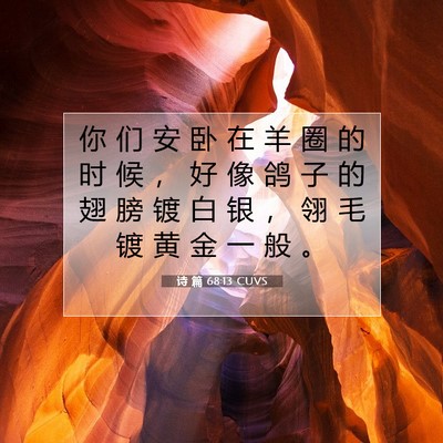 Picture 07 - 诗 篇 68:13 CUVS - 你 们 安 卧 在 羊 圈 的 时 候 ， 好 - Bible Verse Picture