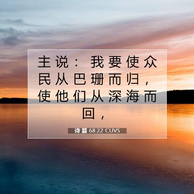 Picture 07 - 诗 篇 68:22 CUVS - 主 说 ： 我 要 使 众 民 从 巴 珊 而 - Bible Verse Picture