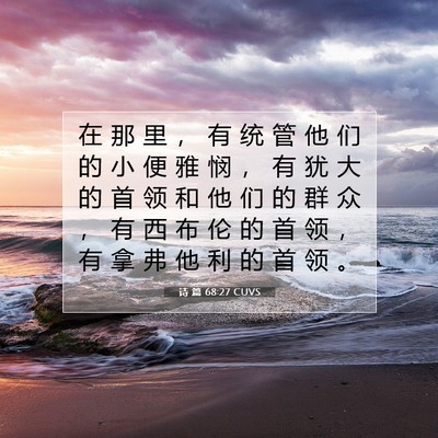 Picture 07 - 诗 篇 68:27 CUVS - 在 那 里 ， 有 统 管 他 们 的 小 便 - Bible Verse Picture