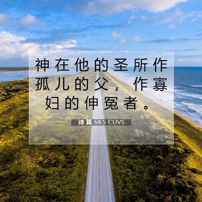 Picture 07 - 诗 篇 68:5 CUVS - 神 在 他 的 圣 所 作 孤 儿 的 父 ， - Bible Verse Picture