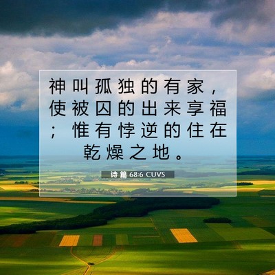 Picture 07 - 诗 篇 68:6 CUVS - 神 叫 孤 独 的 有 家 ， 使 被 囚 的 - Bible Verse Picture