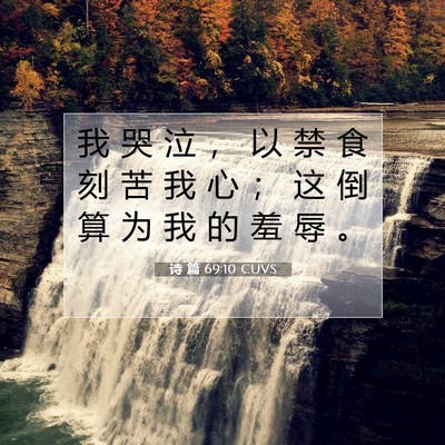 Picture 07 - 诗 篇 69:10 CUVS - 我 哭 泣 ， 以 禁 食 刻 苦 我 心 ； - Bible Verse Picture