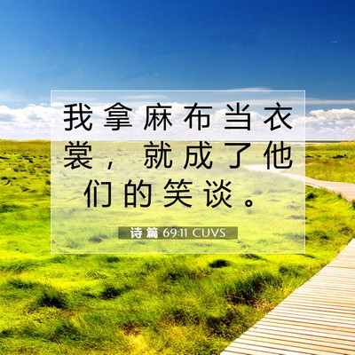 Picture 07 - 诗 篇 69:11 CUVS - 我 拿 麻 布 当 衣 裳 ， 就 成 了 他 - Bible Verse Picture