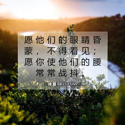 Picture 07 - 诗 篇 69:23 CUVS - 愿 他 们 的 眼 睛 昏 蒙 ， 不 得 看 - Bible Verse Picture