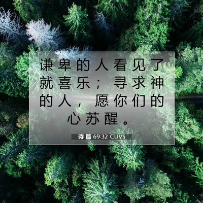 Picture 07 - 诗 篇 69:32 CUVS - 谦 卑 的 人 看 见 了 就 喜 乐 ； 寻 - Bible Verse Picture