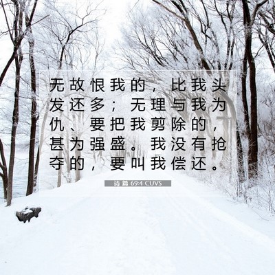 Picture 07 - 诗 篇 69:4 CUVS - 无 故 恨 我 的 ， 比 我 头 发 还 多 - Bible Verse Picture