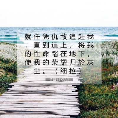 Picture 07 - 诗 篇 7:5 CUVS - 就 任 凭 仇 敌 追 赶 我 ， 直 到 追 - Bible Verse Picture