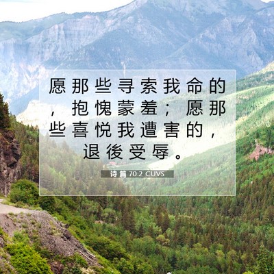 Picture 07 - 诗 篇 70:2 CUVS - 愿 那 些 寻 索 我 命 的 ， 抱 愧 蒙 - Bible Verse Picture