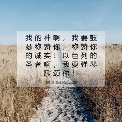 Picture 07 - 诗 篇 71:22 CUVS - 我 的 神 啊 ， 我 要 鼓 瑟 称 赞 你 - Bible Verse Picture