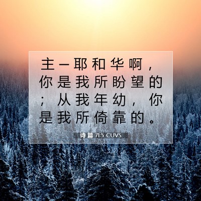 Picture 07 - 诗 篇 71:5 CUVS - 主 ─ 耶 和 华 啊 ， 你 是 我 所 盼 - Bible Verse Picture