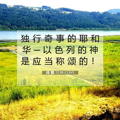 Picture 07 - 诗 篇 72:18 CUVS - 独 行 奇 事 的 耶 和 华 ─ 以 色 列 - Bible Verse Picture