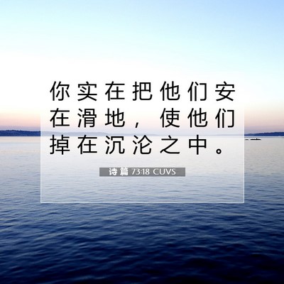 Picture 07 - 诗 篇 73:18 CUVS - 你 实 在 把 他 们 安 在 滑 地 ， 使 - Bible Verse Picture
