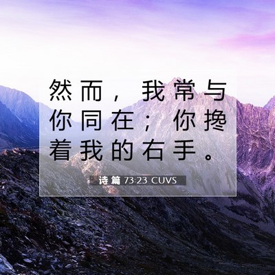 Picture 07 - 诗 篇 73:23 CUVS - 然 而 ， 我 常 与 你 同 在 ； 你 搀 - Bible Verse Picture