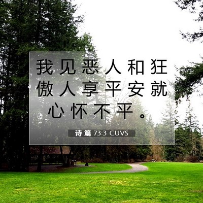 Picture 07 - 诗 篇 73:3 CUVS - 我 见 恶 人 和 狂 傲 人 享 平 安 就 - Bible Verse Picture
