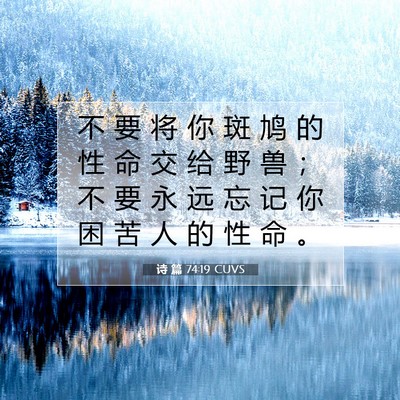 Picture 07 - 诗 篇 74:19 CUVS - 不 要 将 你 斑 鸠 的 性 命 交 给 野 - Bible Verse Picture