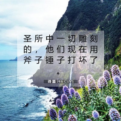 Picture 07 - 诗 篇 74:6 CUVS - 圣 所 中 一 切 雕 刻 的 ， 他 们 现 - Bible Verse Picture