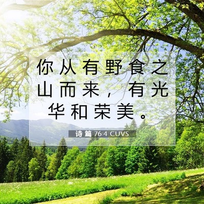 Picture 07 - 诗 篇 76:4 CUVS - 你 从 有 野 食 之 山 而 来 ， 有 光 - Bible Verse Picture