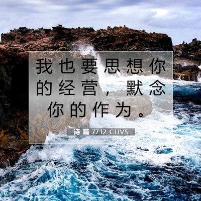 Picture 07 - 诗 篇 77:12 CUVS - 我 也 要 思 想 你 的 经 营 ， 默 念 - Bible Verse Picture