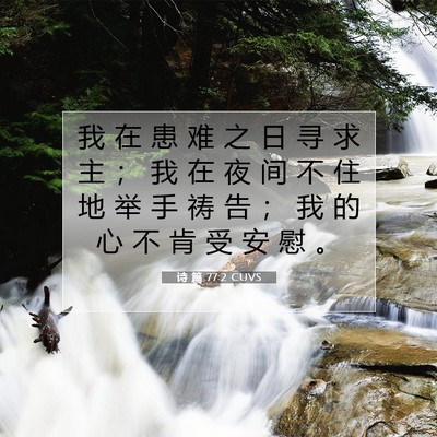 Picture 07 - 诗 篇 77:2 CUVS - 我 在 患 难 之 日 寻 求 主 ； 我 在 - Bible Verse Picture