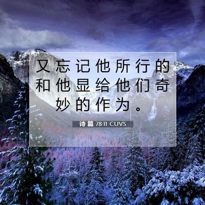 Picture 07 - 诗 篇 78:11 CUVS - 又 忘 记 他 所 行 的 和 他 显 给 他 - Bible Verse Picture
