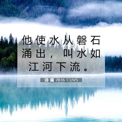 Picture 07 - 诗 篇 78:16 CUVS - 他 使 水 从 磐 石 涌 出 ， 叫 水 如 - Bible Verse Picture