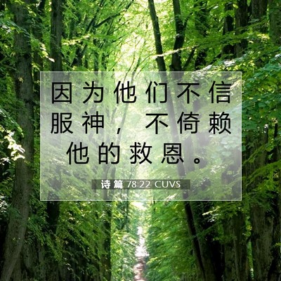 Picture 07 - 诗 篇 78:22 CUVS - 因 为 他 们 不 信 服 神 ， 不 倚 赖 - Bible Verse Picture