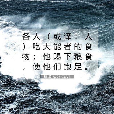 Picture 07 - 诗 篇 78:25 CUVS - 各 人 （ 或 译 ： 人 ） 吃 大 能 者 - Bible Verse Picture