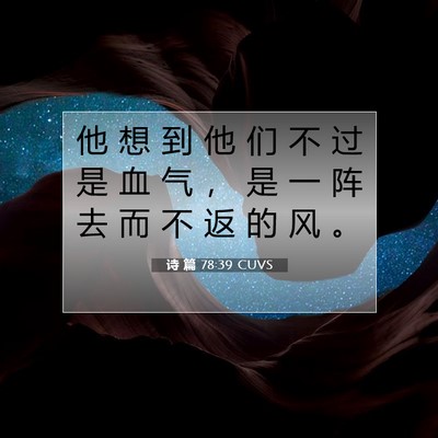 Picture 07 - 诗 篇 78:39 CUVS - 他 想 到 他 们 不 过 是 血 气 ， 是 - Bible Verse Picture