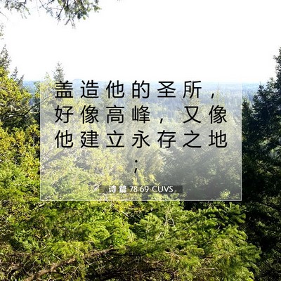 Picture 07 - 诗 篇 78:69 CUVS - 盖 造 他 的 圣 所 ， 好 像 高 峰 ， - Bible Verse Picture