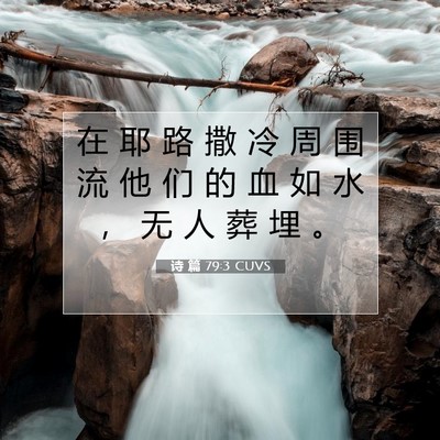 Picture 07 - 诗 篇 79:3 CUVS - 在 耶 路 撒 冷 周 围 流 他 们 的 血 - Bible Verse Picture