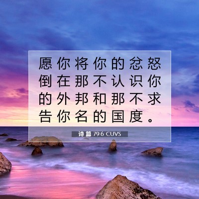 Picture 07 - 诗 篇 79:6 CUVS - 愿 你 将 你 的 忿 怒 倒 在 那 不 认 - Bible Verse Picture