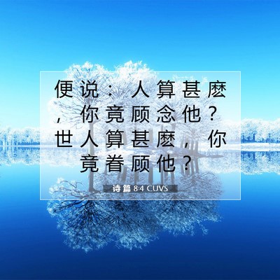 Picture 07 - 诗 篇 8:4 CUVS - 便 说 ： 人 算 甚 麽 ， 你 竟 顾 念 - Bible Verse Picture