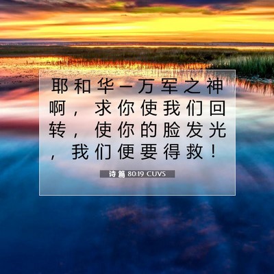 Picture 07 - 诗 篇 80:19 CUVS - 耶 和 华 ─ 万 军 之 神 啊 ， 求 你 - Bible Verse Picture