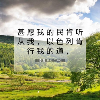 Picture 07 - 诗 篇 81:13 CUVS - 甚 愿 我 的 民 肯 听 从 我 ， 以 色 - Bible Verse Picture