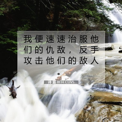 Picture 07 - 诗 篇 81:14 CUVS - 我 便 速 速 治 服 他 们 的 仇 敌 ， - Bible Verse Picture