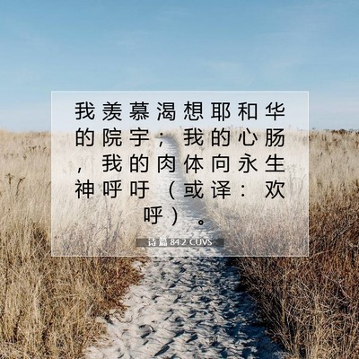 Picture 07 - 诗 篇 84:2 CUVS - 我 羡 慕 渴 想 耶 和 华 的 院 宇 ； - Bible Verse Picture