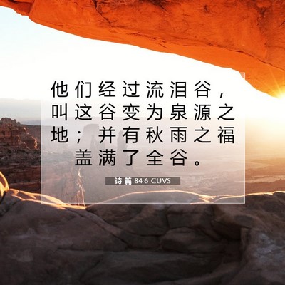 Picture 07 - 诗 篇 84:6 CUVS - 他 们 经 过 流 泪 谷 ， 叫 这 谷 变 - Bible Verse Picture