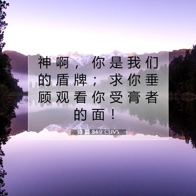 Picture 07 - 诗 篇 84:9 CUVS - 神 啊 ， 你 是 我 们 的 盾 牌 ； 求 - Bible Verse Picture